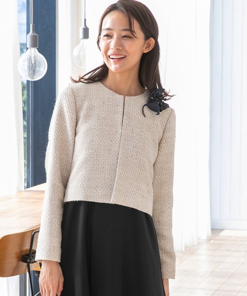 「kaene」 ノーカラージャケット 9号 ベージュ レディースの画像