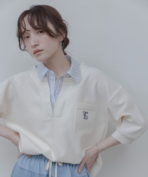 EimeeLaw エイミーロウ 2wayロゴトップス〔E4〕 Eimee Law（エイミーロウ） tシャツ ウェーブフリルロゴプリントT