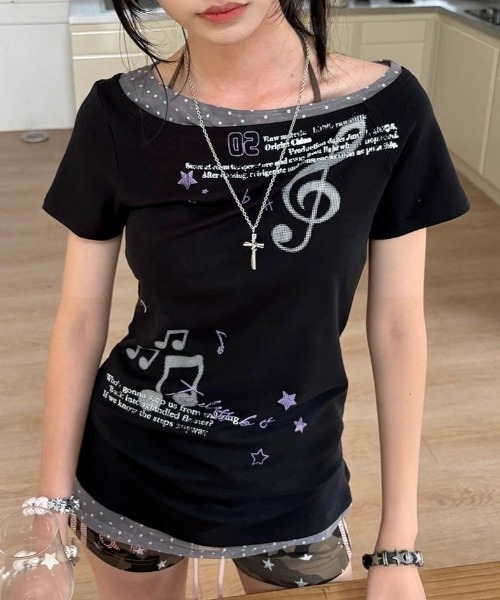 K*1様 LGB MESSAGE-2 ショートスリーブ　カットソー　y2k サイ tシャツ レイヤーデザインY2Kカットソー レディース : ZOZOTOWN Yahoo