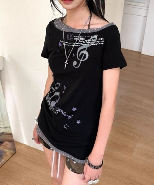 tシャツ レイヤーデザインY2Kカットソー レディース : ZOZOTOWN Yahoo