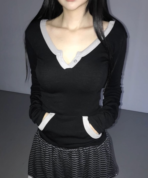 「.KOM」 長袖カットソー FREE ブラック レディース_画像5