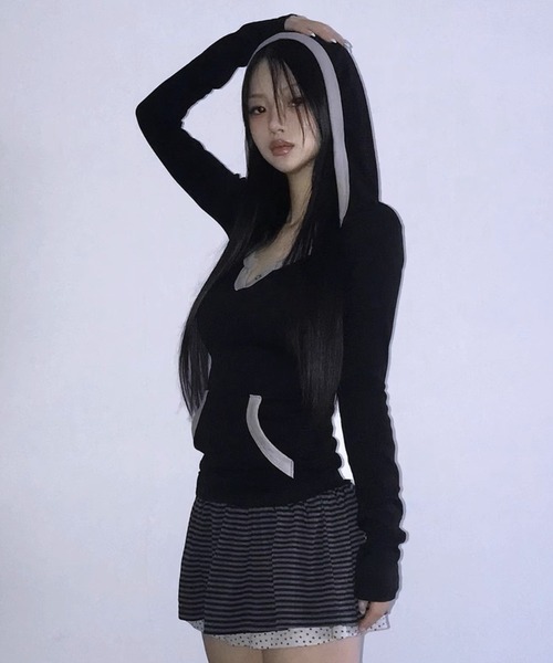 「.KOM」 長袖カットソー FREE ブラック レディース_画像9