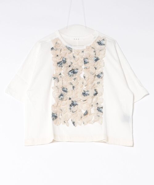 tシャツ ミニバラブーケパピリオカットジャカード＋サイロプレミアム天竺フリルカットソー レディースの画像