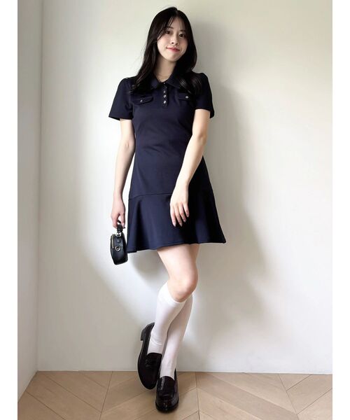 新品＊正規品   ワンピース ミニ 半袖 ブラック M dazzlin（ダズリン） ワンピース 半袖 ハーフスリーブカットミニ