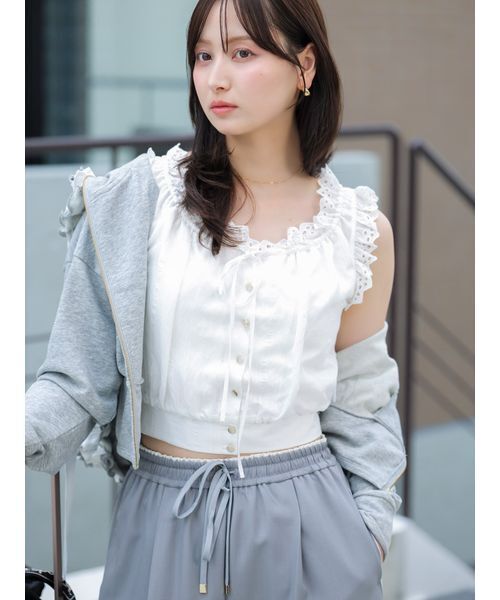 【新品同様】SNIDEL ブラウス SNIDEL（スナイデル） ブラウス シャツ クロップドコットンブラウス