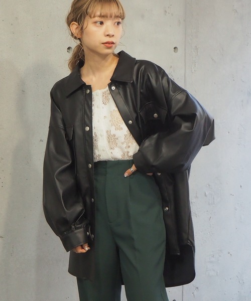 ちーさん【新品】フェイクレザーカバーオールＪＫ セール】フェイクレザーカバーオール（カバーオール）｜feepur