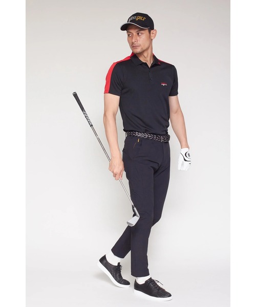 レア 美品 8Yards バイカラー ドライポロシャツ ゴルフ ブラック レッド HIGH STREET（ハイストリート） uvカット ポロシャツ HIGH ST. GOLF