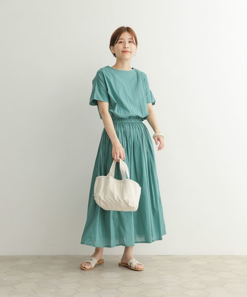 URBAN RESEARCH DOORS ワンピース コットンボイルギャザー