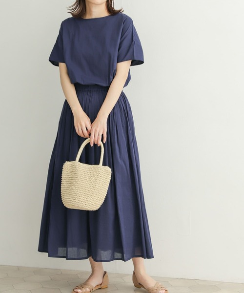 コットンボイルギャザーロングワンピース☆URBAN RESEARCH DOORS 新品☆URBAN RESEARCH DOORS☆コットンボイルギャザーワンピース