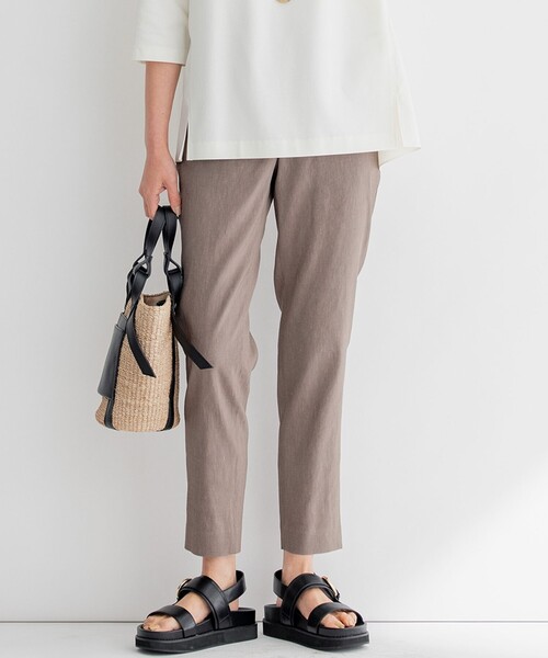 23区 パンツ 「洗える」リネンレーヨンストレッチ テーパード