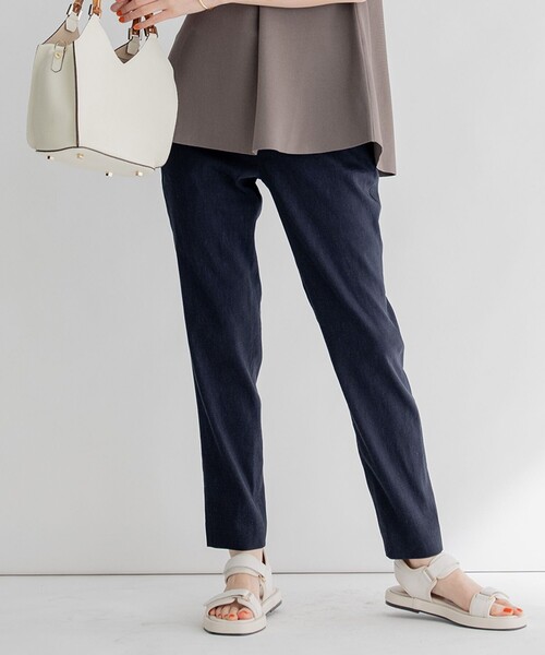 23区 パンツ 「洗える」リネンレーヨンストレッチ テーパード
