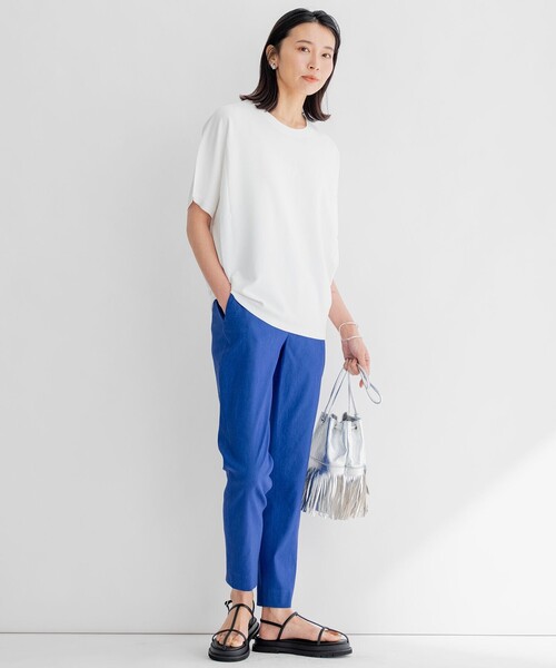 23区 パンツ 「洗える」リネンレーヨンストレッチ テーパード