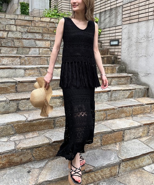 SPIRALGIRL（スパイラルガール） スカート クロシェスリットスカート