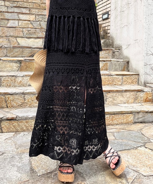 SPIRALGIRL（スパイラルガール） スカート クロシェスリットスカート