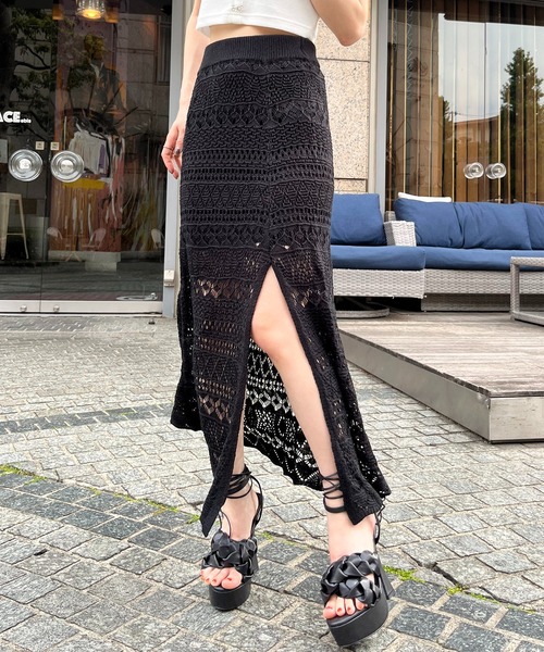 SPIRALGIRL（スパイラルガール） スカート クロシェスリットスカート