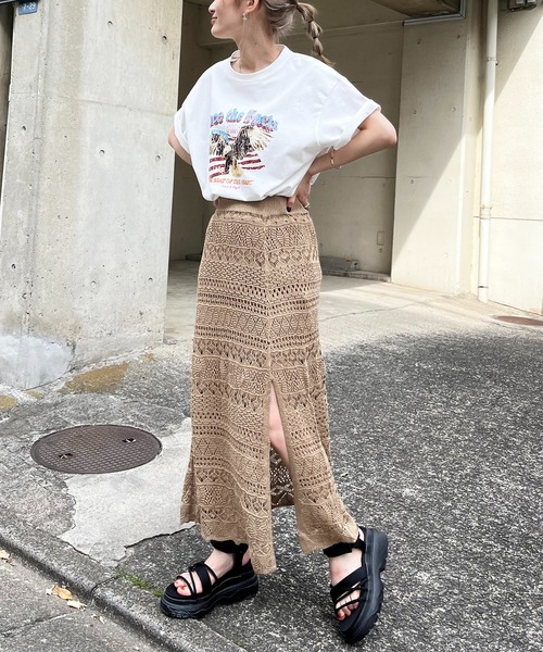 【完売必至】SELF PORTRAIT スカラップクロシェミニスカート クロシェ編みニットチューブトップ&ミニスカートSET(pastel