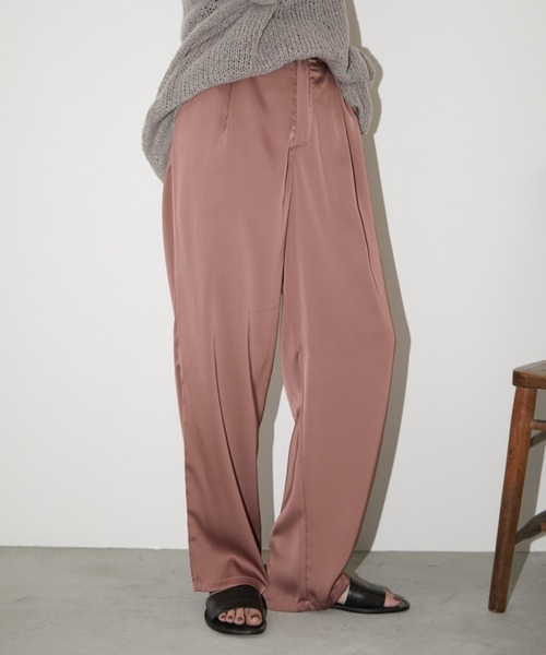 MACHATT サテンタックパンツピンク(Mサイズ) machattサテンタックパンツ（ピンク）36size