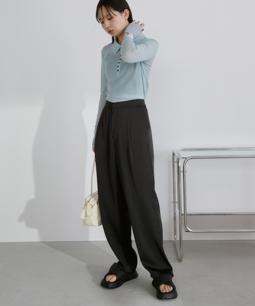 Aunt Marie's スラックス パンツ 「S，M，Lサイズ展開」タック