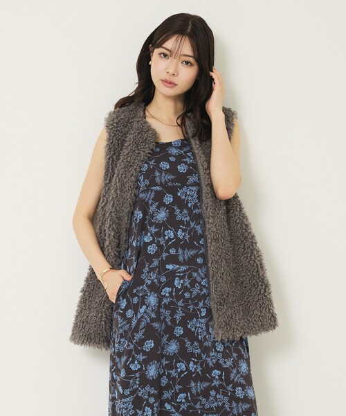 abahouse mavie ベスト ジレ 「ロングセラー」フェイクファー