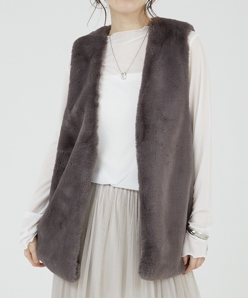 abahouse mavie ベスト ジレ 「ロングセラー」フェイクファー