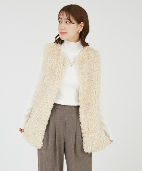 abahouse mavie ベスト ジレ 「ロングセラー」フェイクファー