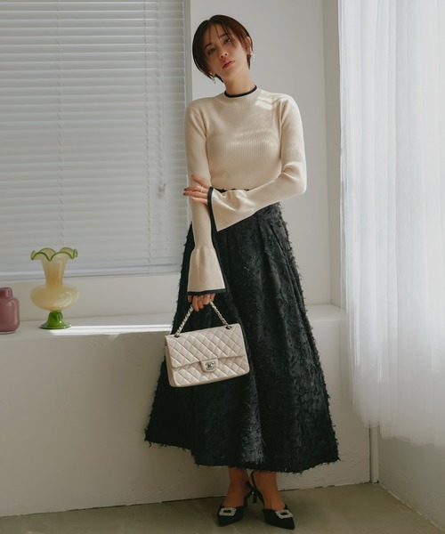 ルイルエブティック RUIRUE BOUTIQUE サイドスリットハイネックニット （アイボリー） ルイルエブティック RUIRUE BOUTIQUE サイドスリットハイネック