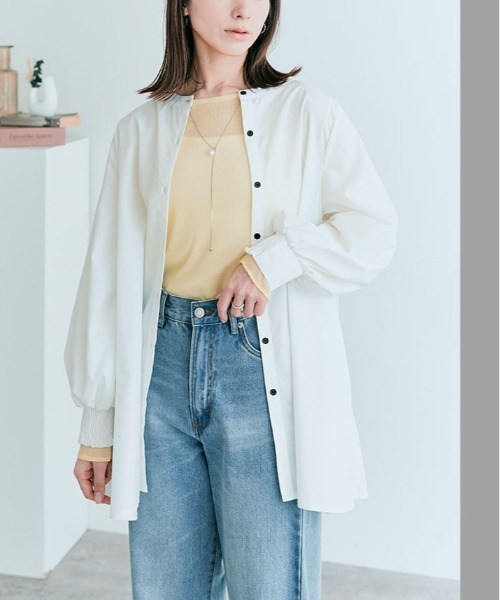 Chez toi ／ 3wayティアードチュニックブラウス／オフホワイト ブラウス シャツ 3way バック ティアード チュニック レディース
