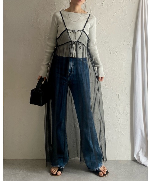 She's Closet ワンピース 前後2WAYバックリボンシアーレイヤード