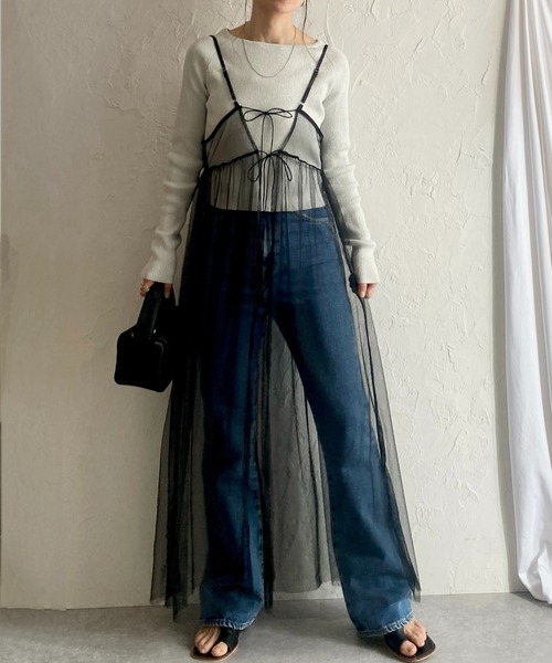 She's Closet ワンピース 前後2WAYバックリボンシアーレイヤード