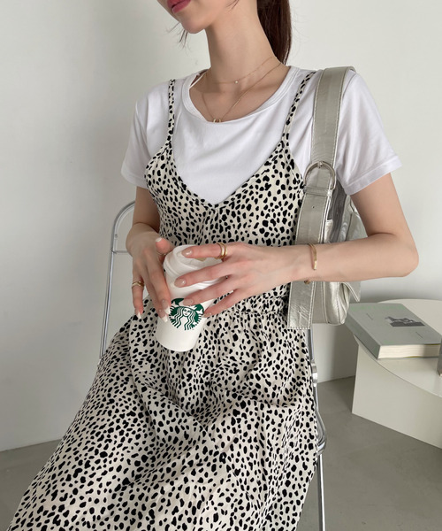 Ada. ワンピース レオパード キャミワンピース Tシャツ セット
