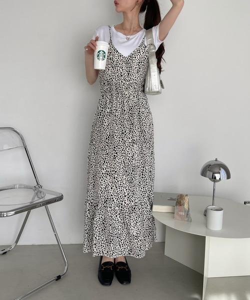 Ada. ワンピース レオパード キャミワンピース Tシャツ セット