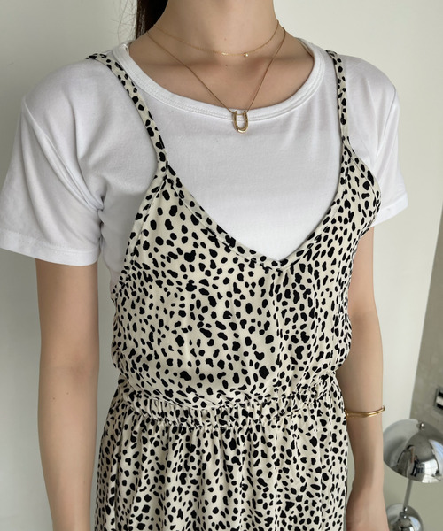 Ada. ワンピース レオパード キャミワンピース Tシャツ セット