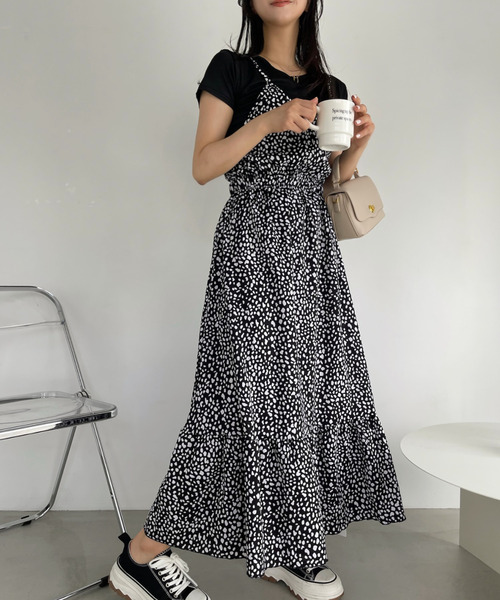 Ada. ワンピース レオパード キャミワンピース Tシャツ セット