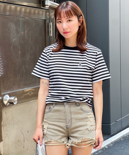 tシャツ 「UNISEX」ALAND／Aロゴボーダーロングスリーブ レディース メンズ ALAND tシャツ 「UNISEX」ALAND／AロゴボーダーT レディース