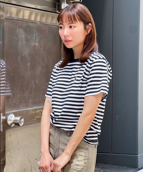 tシャツ 「UNISEX」ALAND／Aロゴボーダーロングスリーブ レディース メンズ ALAND tシャツ 「UNISEX」ALAND／AロゴボーダーT レディース