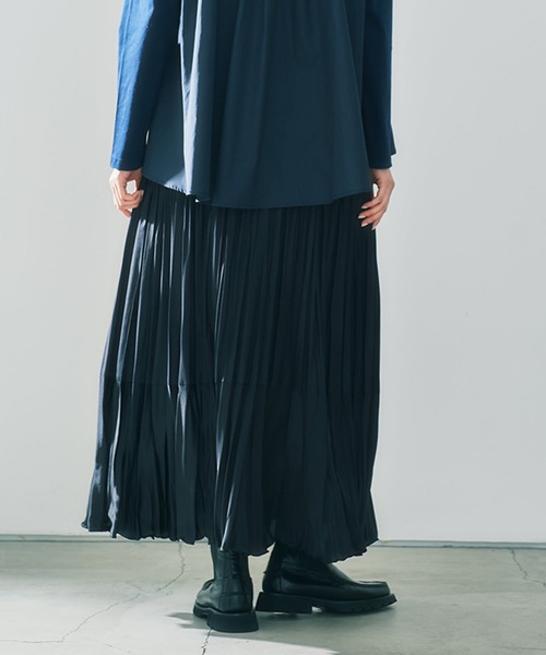 ADAWAS スカート ADAWAS/アダワス TWO-TONE PLEATED SKIRT ダブル 