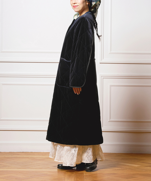 IENA LA BOUCLE コート アウター ベロアキルティングコート