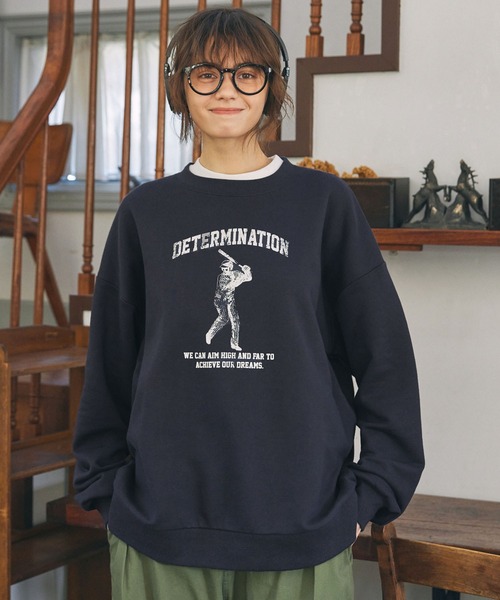 トレーナー スウェット スポーツ グラフィックプリント オーバー
