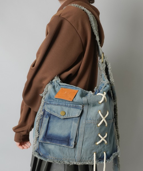 SPINNS ショルダーバッグ バッグ デニムショルダーバッグ/レース