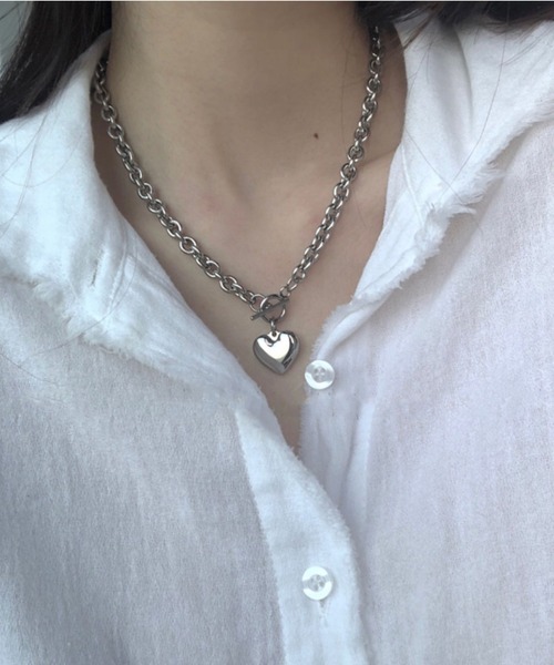 delivery 新品ハートチェーン　金属ネックレス　新品 L LABEL（エルラベル） ネックレス ハートチェーンマンテルネックレス