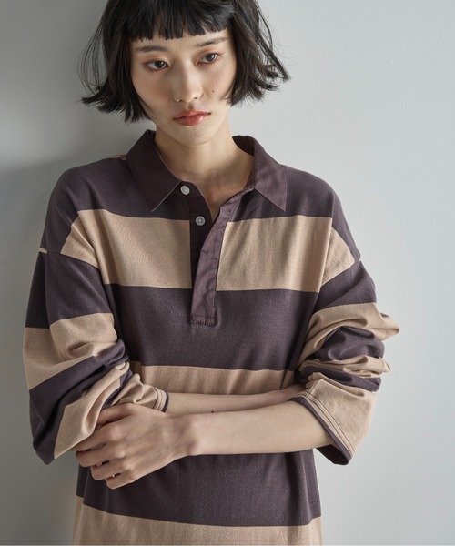 ワンピース YOON*size100 THE Yon ワンピース ワイドボーダーラガーシャツライク