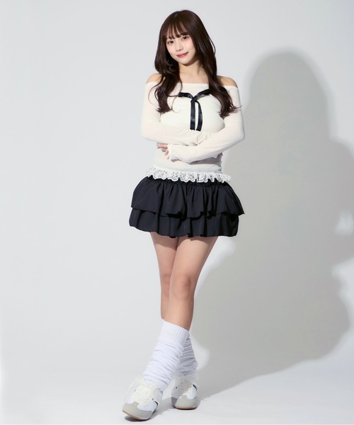 ALLuRing ChaRm スカート 夏 Tiered Balloon Mini Skirt / ティアード
