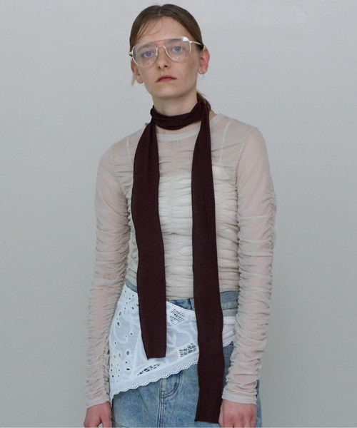 tシャツ See-through Shirring Top/シースルーシャーリングトップス「MAISON SPECIAL/メゾンスペシャル」 レディー