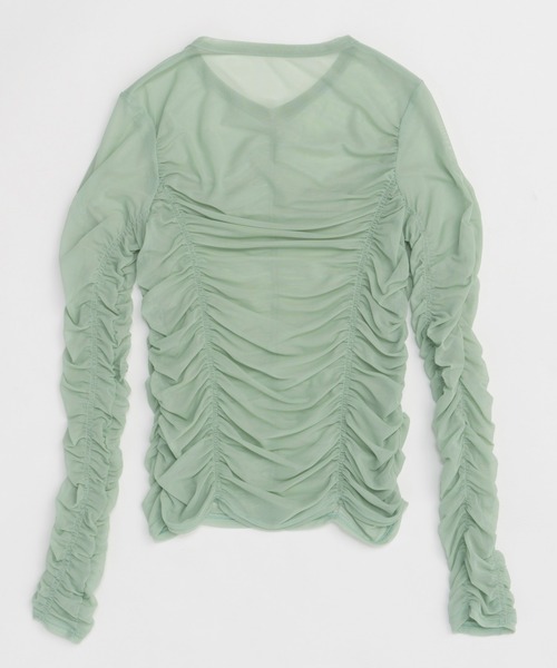 tシャツ See-through Shirring Top/シースルーシャーリングトップス「MAISON SPECIAL/メゾンスペシャル」 レディー MAISON SPECIAL tシャツ See-through Shirring Top/シースルー