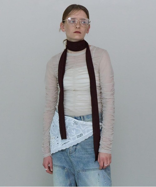 MAISON SPECIAL（メゾンスペシャル） tシャツ See-through Shirring