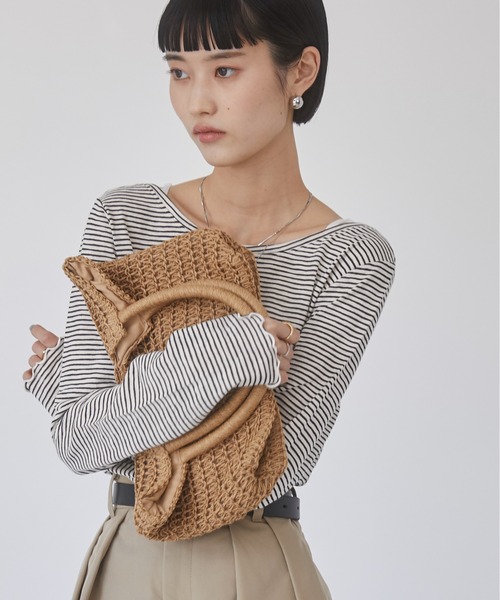 ANGIE tシャツ ボーダー バックオープン シアートップス