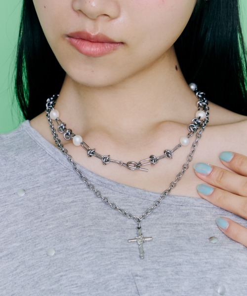 DTYYPE ネックレス パールクロス2連ネックレス レディース DTYYPE ネックレス パールクロス2連ネックレス レディース