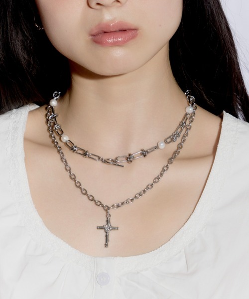 DTYYPE（ドタイプ） ネックレス パールクロス2連ネックレス レディース
