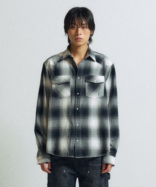 ブラウス シャツ 「UNISEX」SLOW ACID／オンブレチェックシャツ レディース メンズ