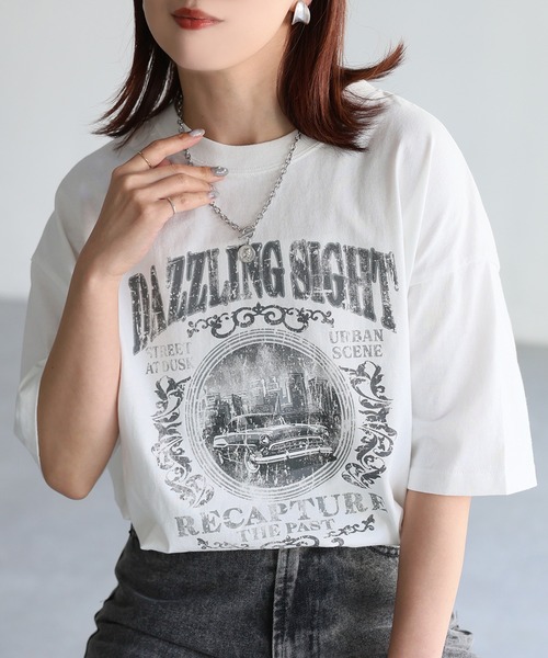 tシャツ ピグメントヴィンテージライクロゴBIG Tシャツ レディース セール】ヴィンテージライクピグメントビック半袖Tシャツ（T